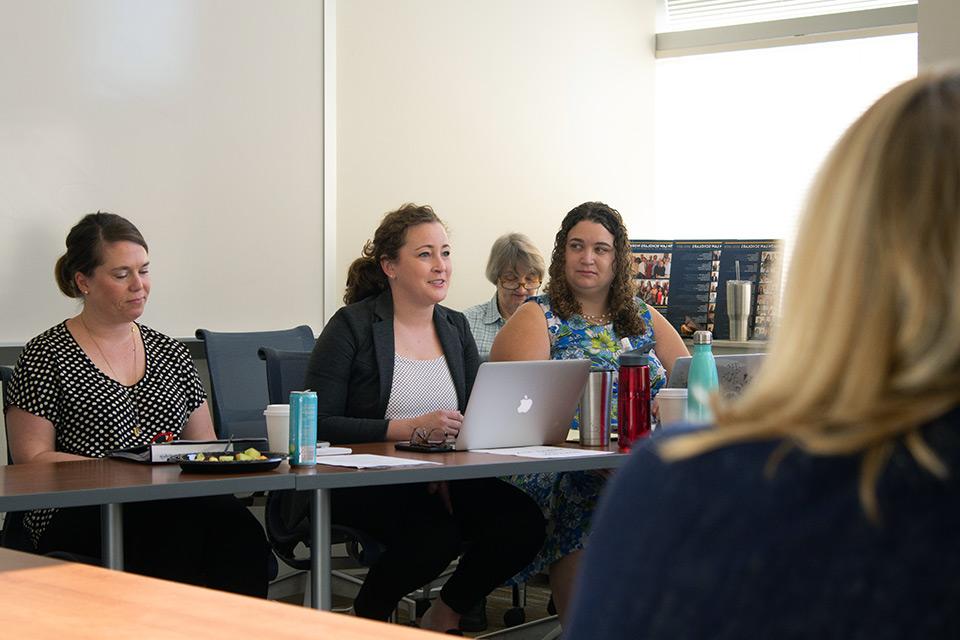 Lauren Pair, the 2018-19 editor-in-chief of the Journal of Health Law and Policy, participates in the 2018 Health Law Scholars Workshop.